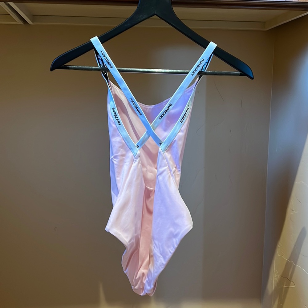 Burberry Alagnon Logo Strap Pink One-Piece Swinsuit, Small